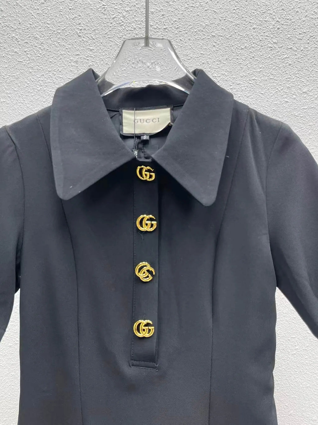 Gold Button Doll Collar Mini Dress