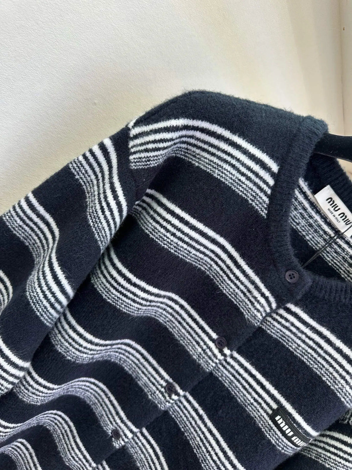 Stripe Crew Neck Knit Cardigan