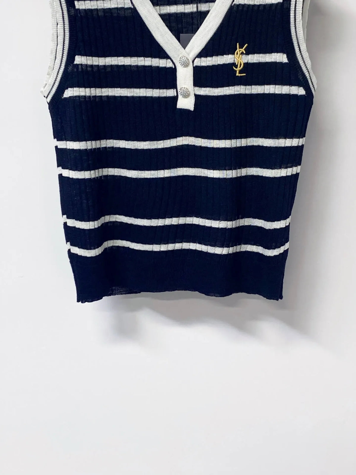 Vintage Striped Polo Collar Knit Vest