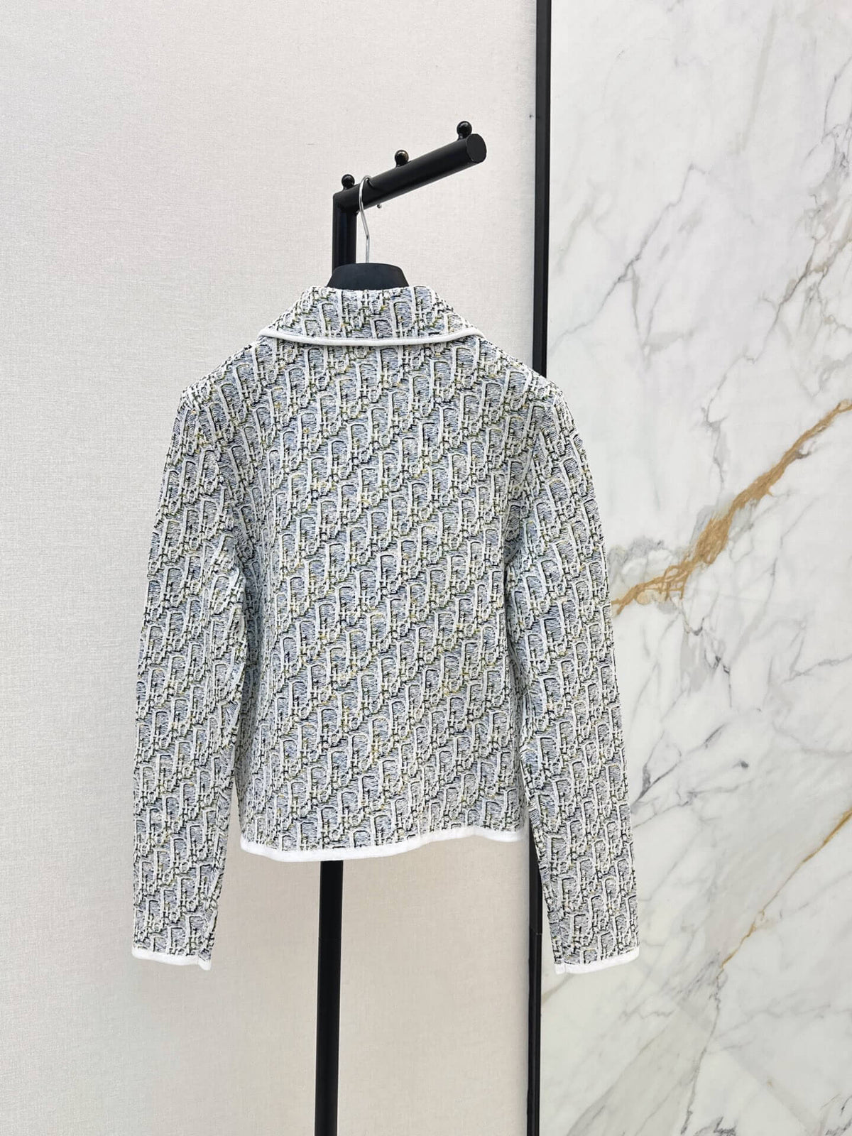 Jacquard Collared Knit Short Jacket