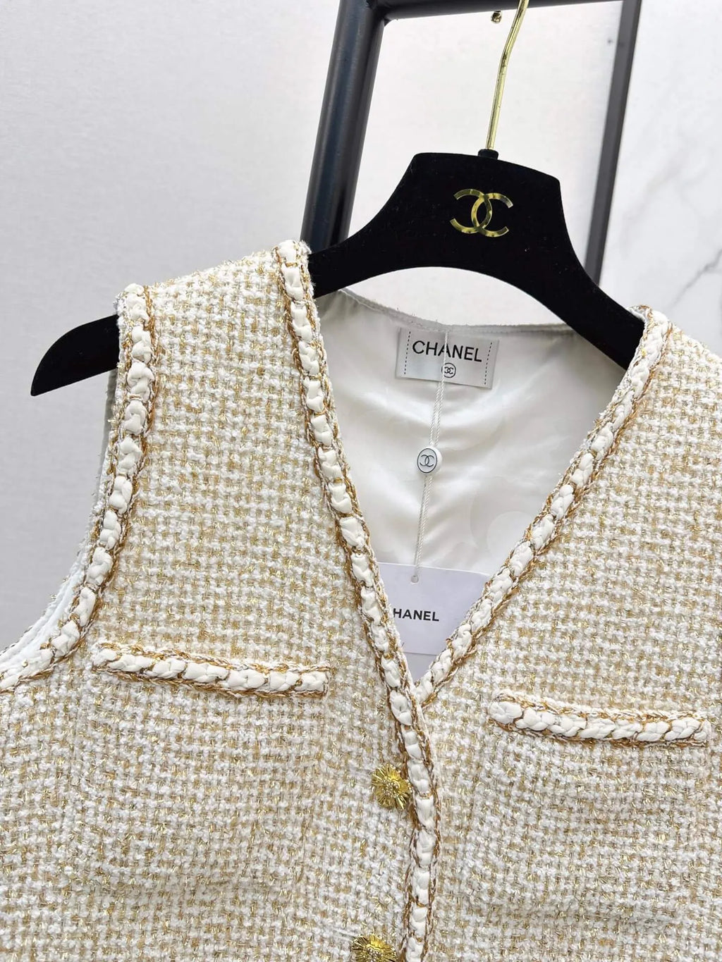 Apricot Textured Tweed Vest