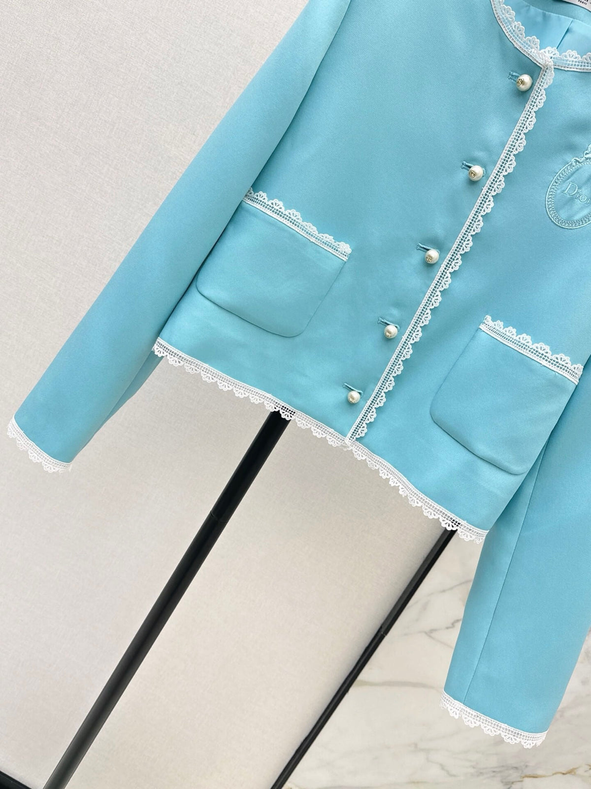 Trim Round Neck Short Jacket