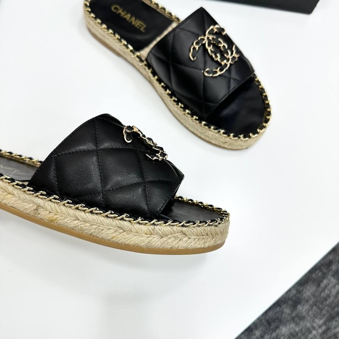 Runway Edition Leather-Patch Woven Sandals
