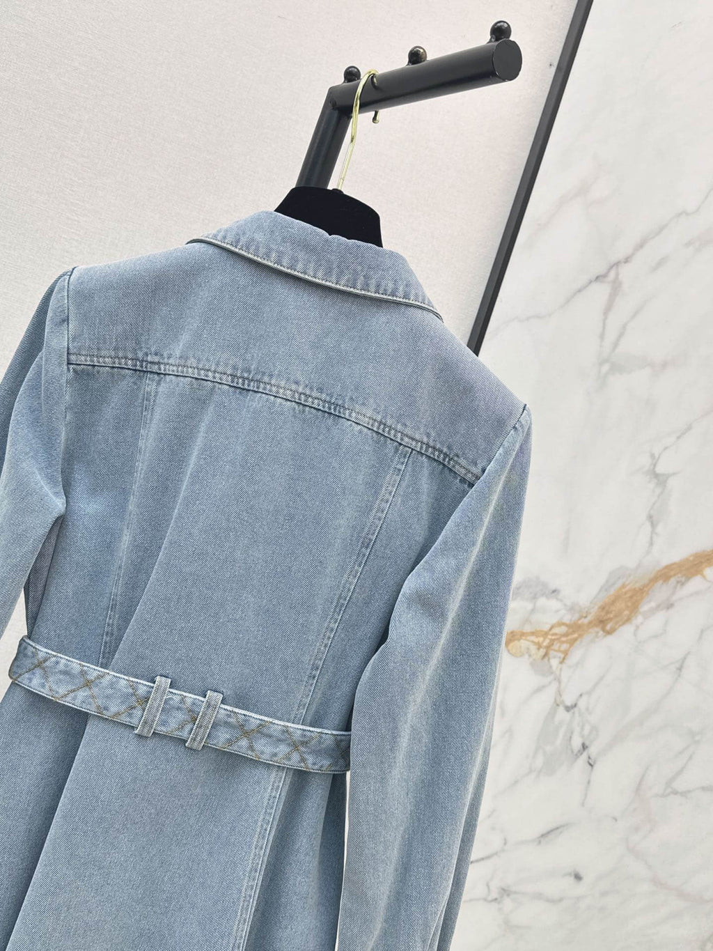 Collar Button Front Denim Shirt Dress