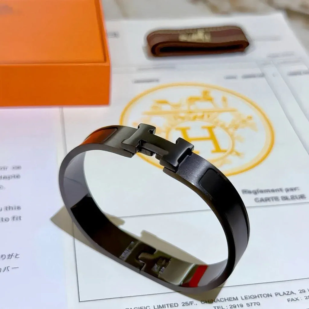 Black H Initial Bangle