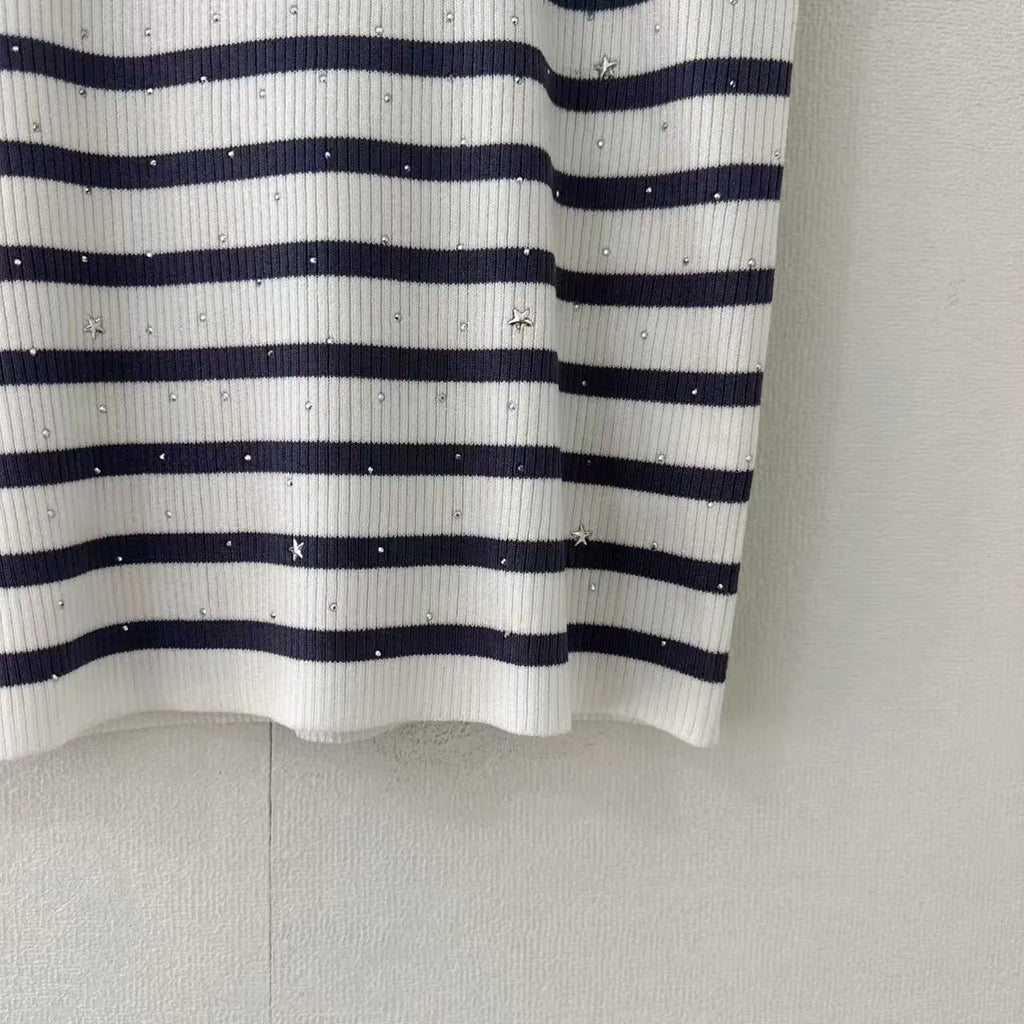 Rhinestone Stripe Detail Vest