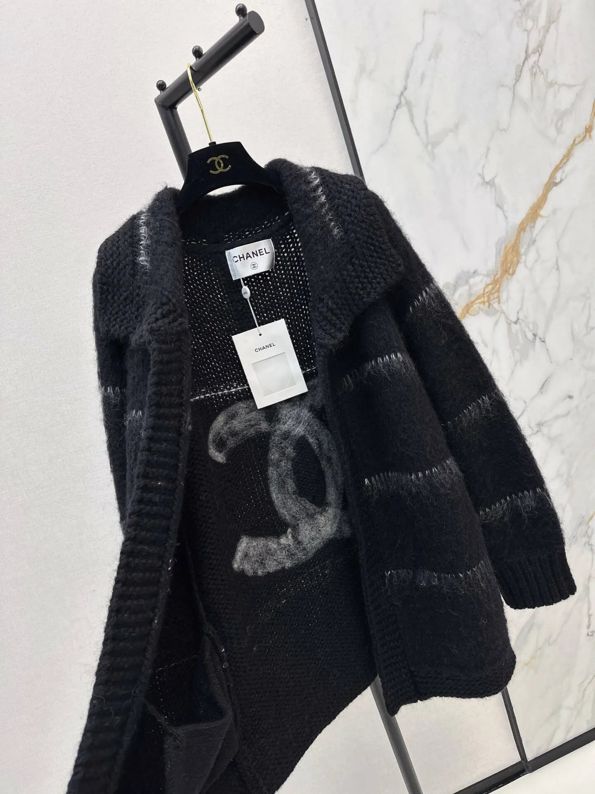 Lapel Mohair Mid-length Cardigan