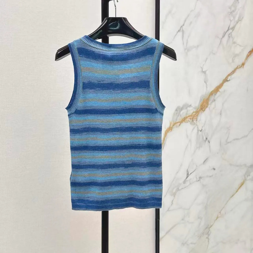 Lyocell Striped Knit Vest