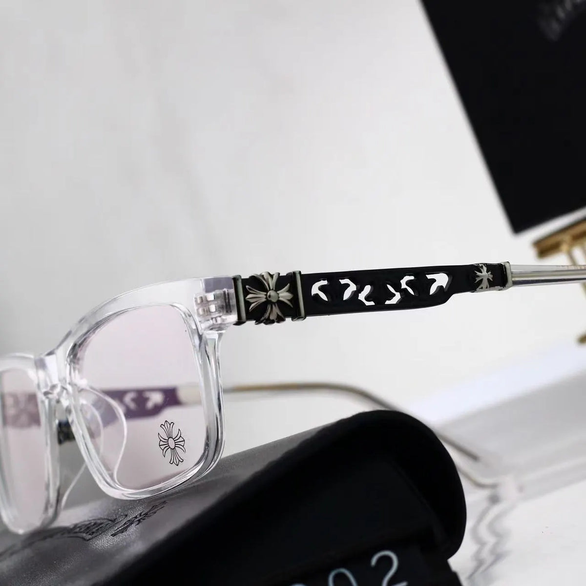 Cross Cutout Temple Optical Glasses