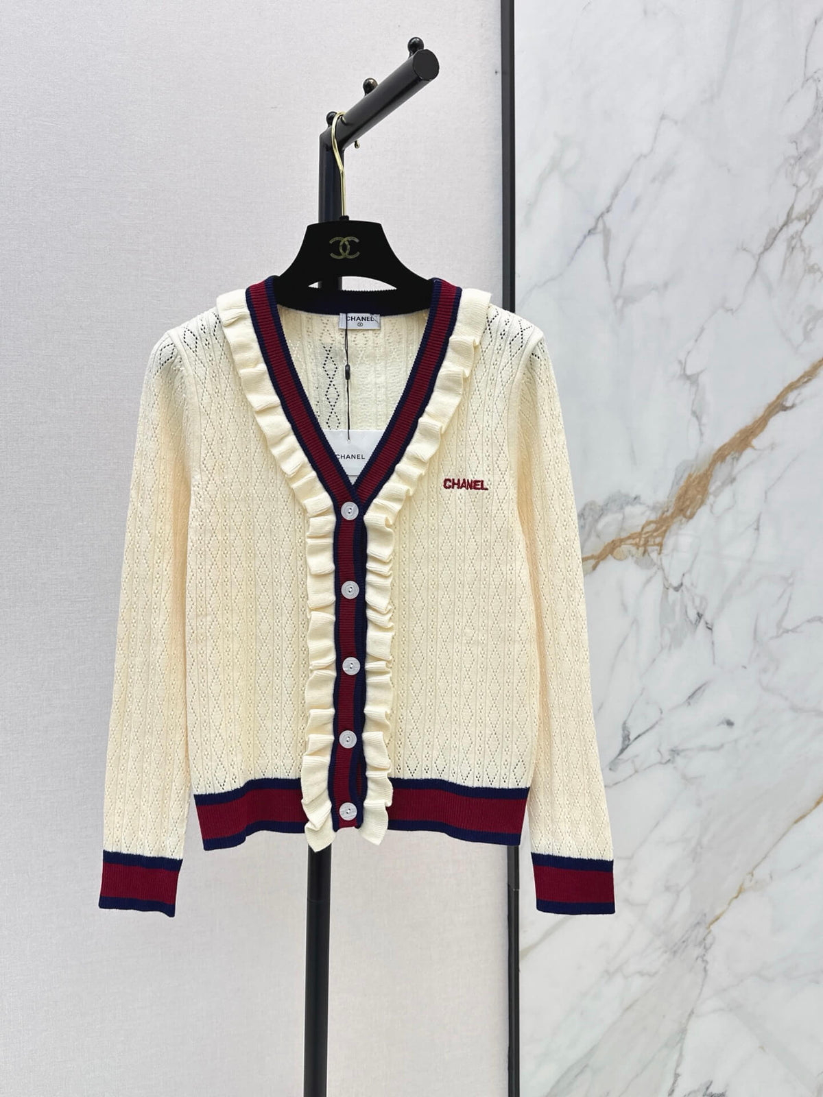 Stripe Button Front Knit Cardigan