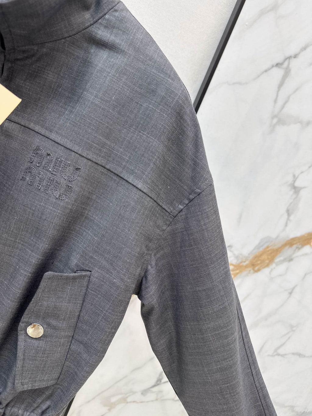 Stand Collar Drawstring Waist Jacket
