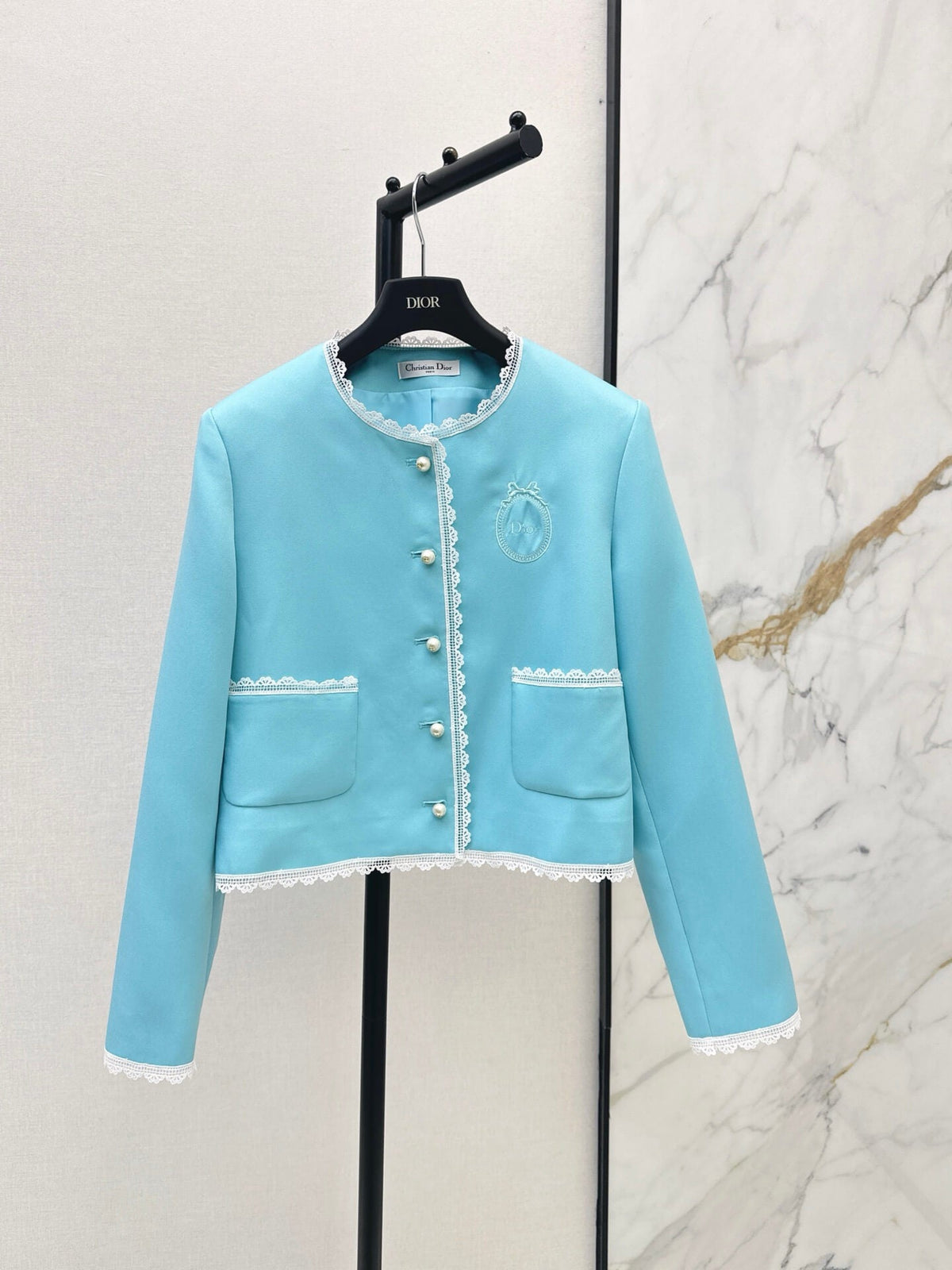 Trim Round Neck Short Jacket