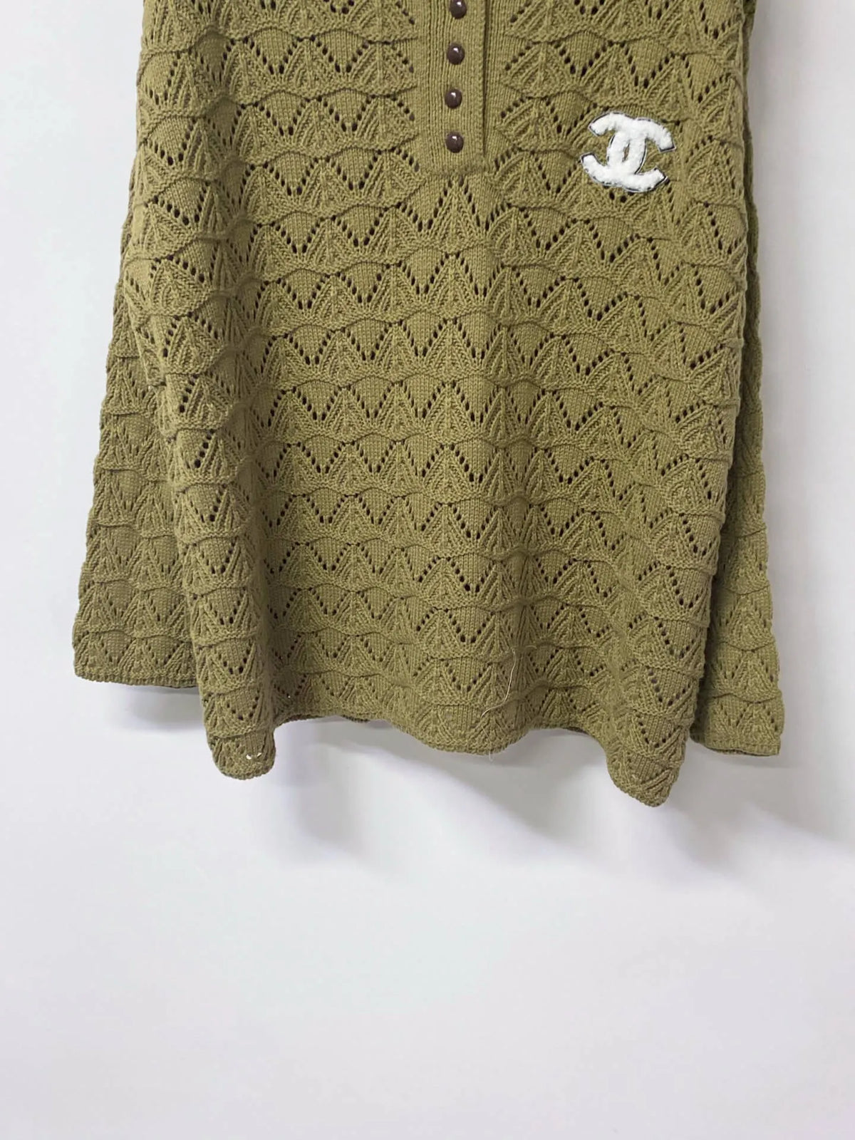 Polo Collar Hollow Knit Long Sleeve Top