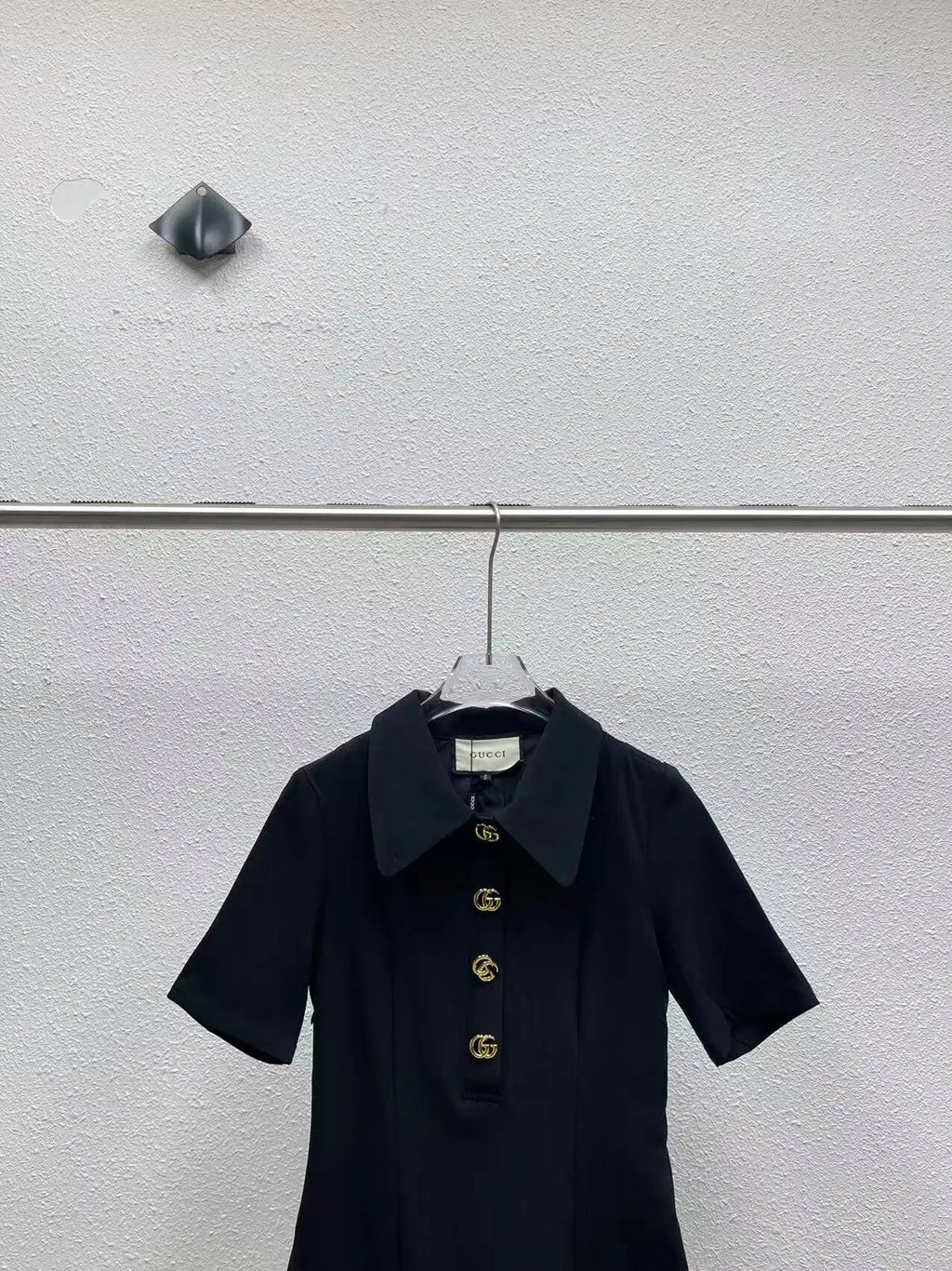 Gold Button Doll Collar Mini Dress