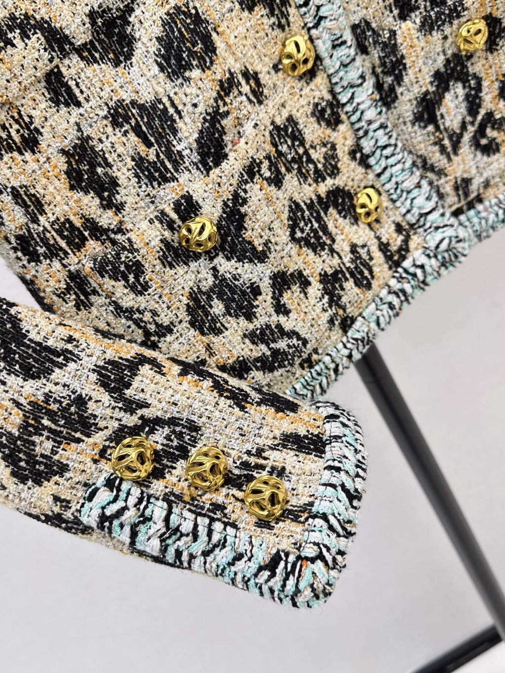 Leopard Tweed Jacket Skirt Set