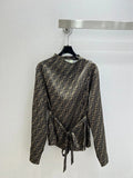 Self Belt Monogram Long Sleeve Shirt