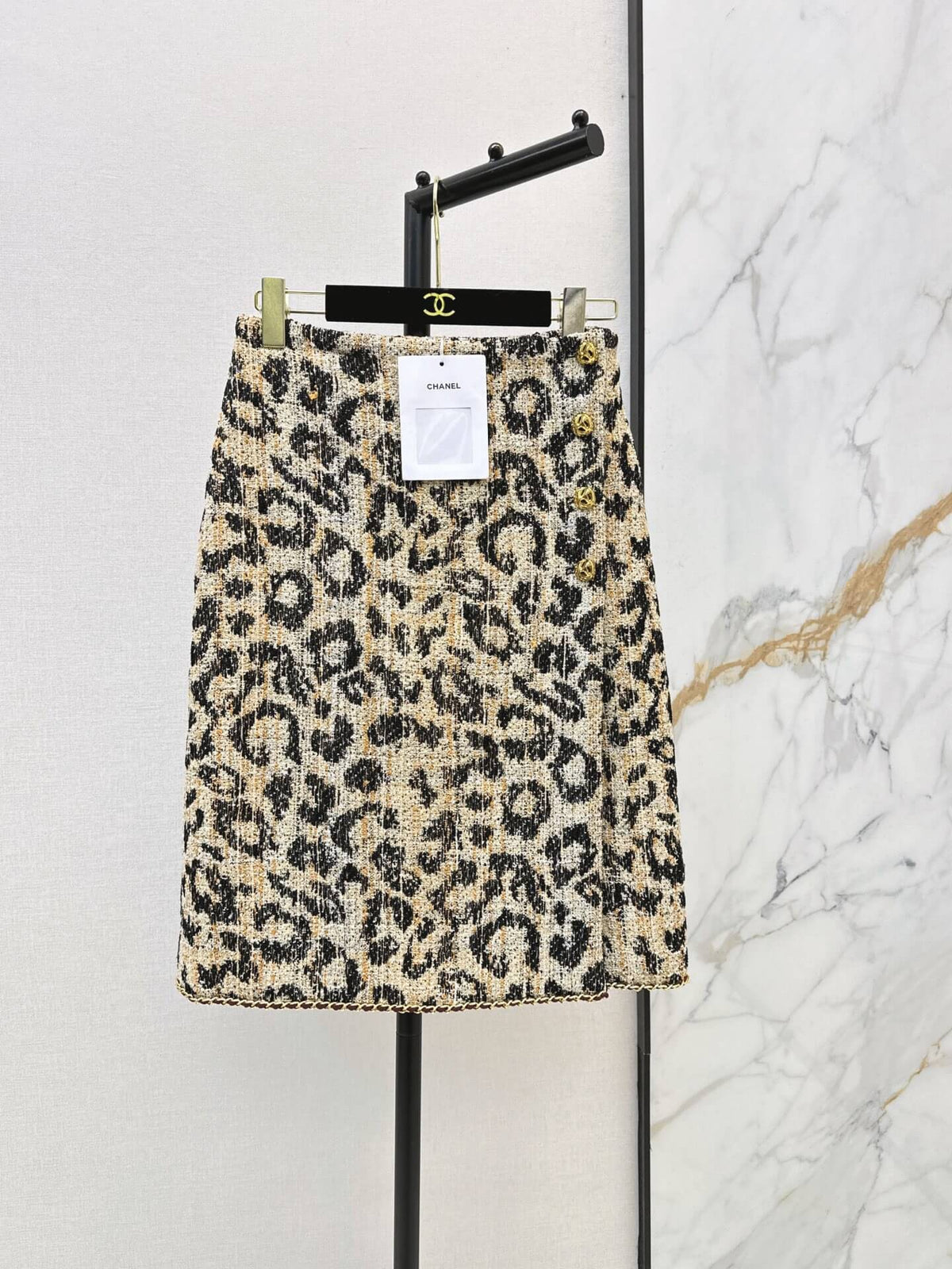 Leopard Tweed Jacket Skirt Set