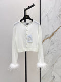 Feather Cuff Sheer Knit Cardigan