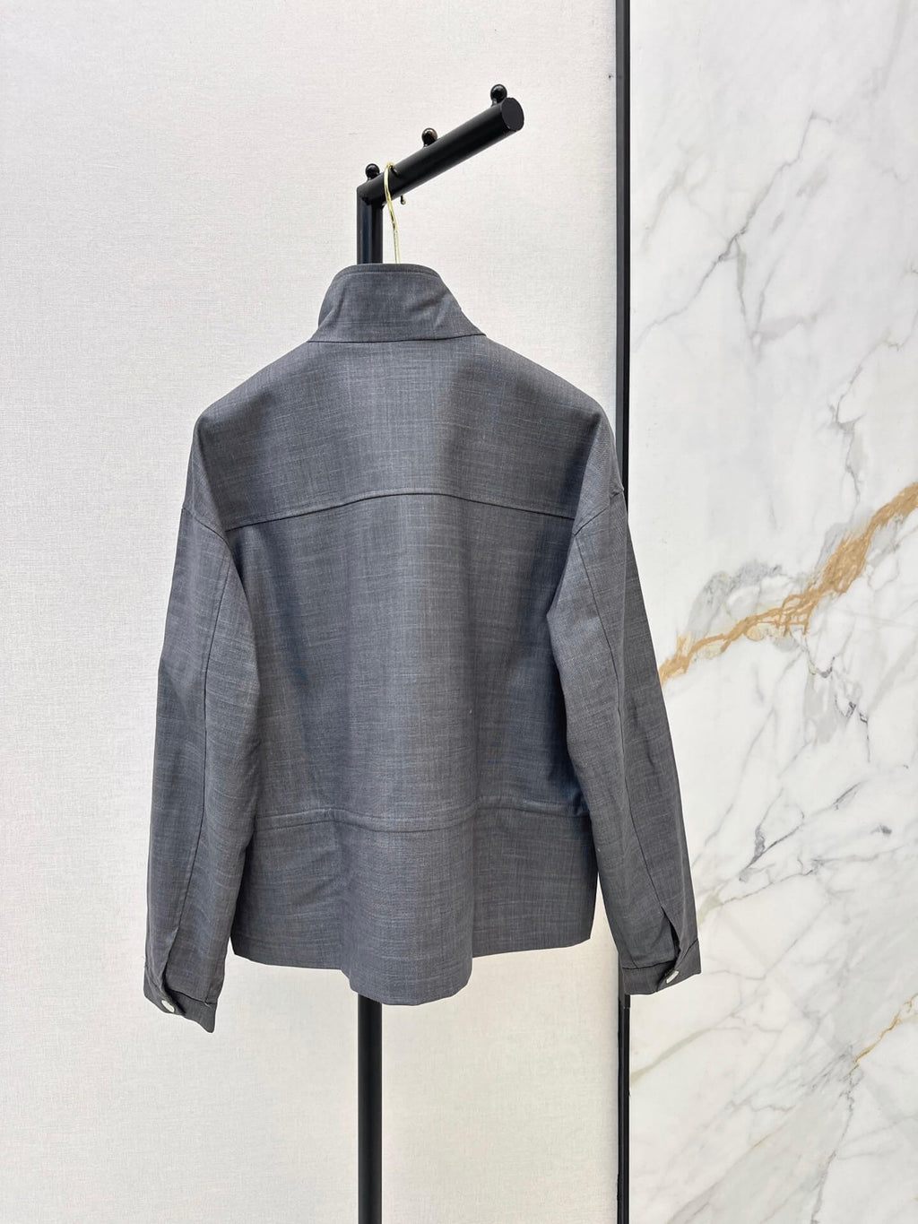 Stand Collar Drawstring Waist Jacket