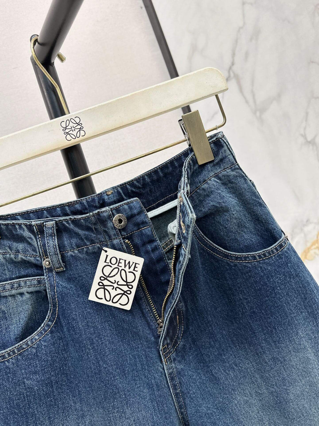 Segmented Baggy Denim Pants
