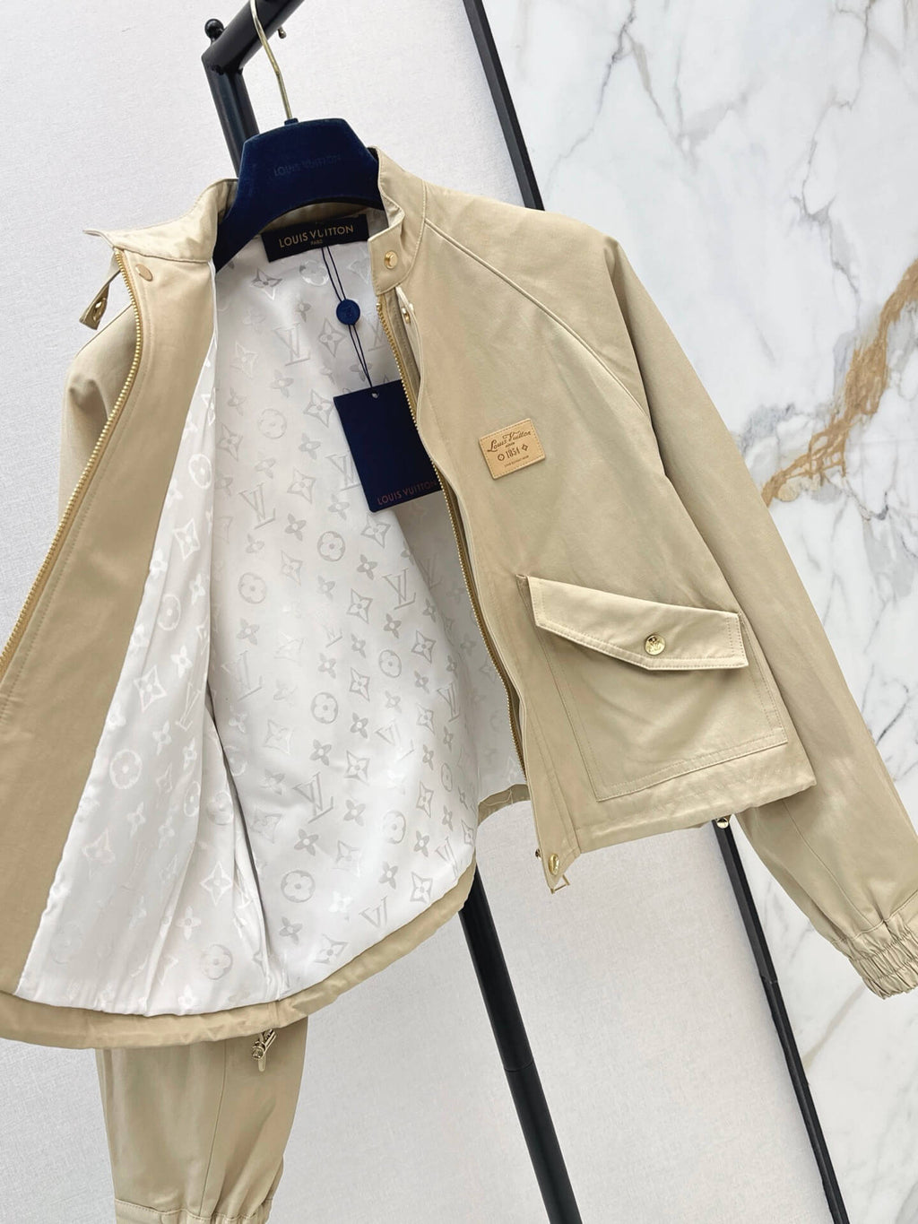 Stand Collar Label Cropped Jacket