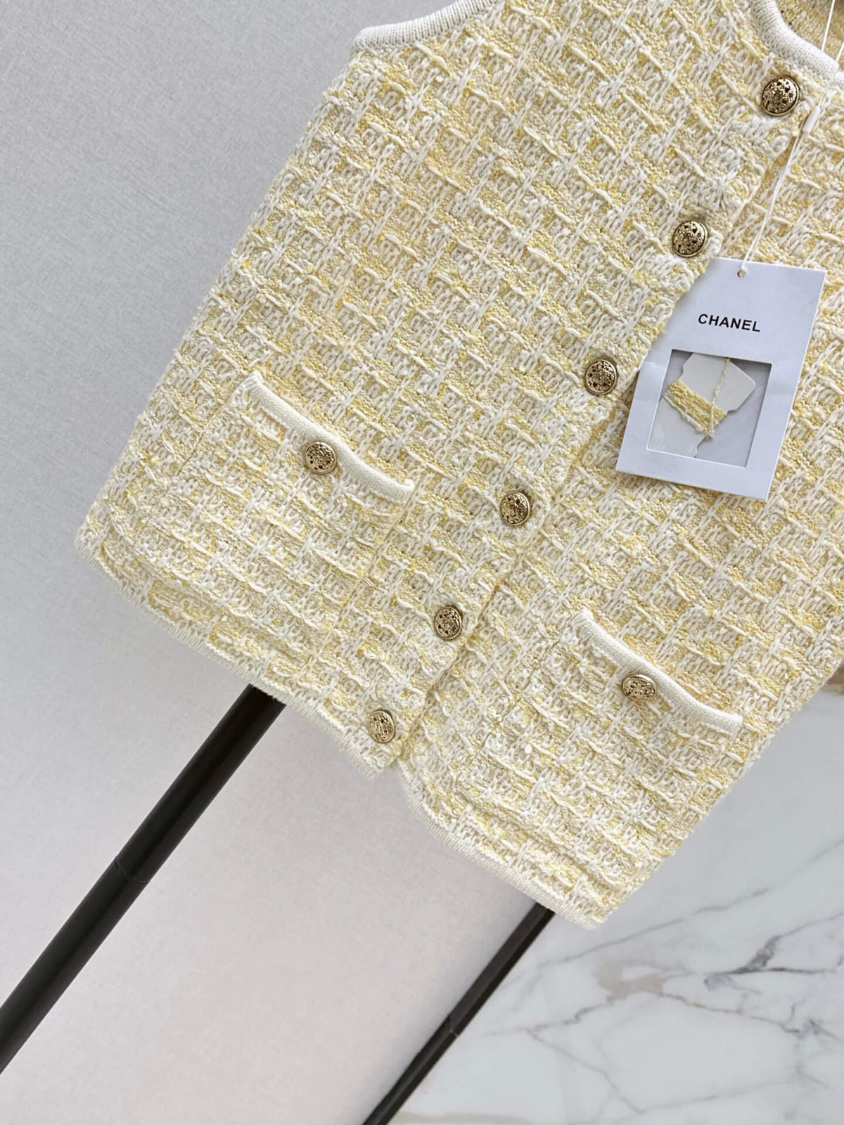 Textured Gold Button Knit Vest