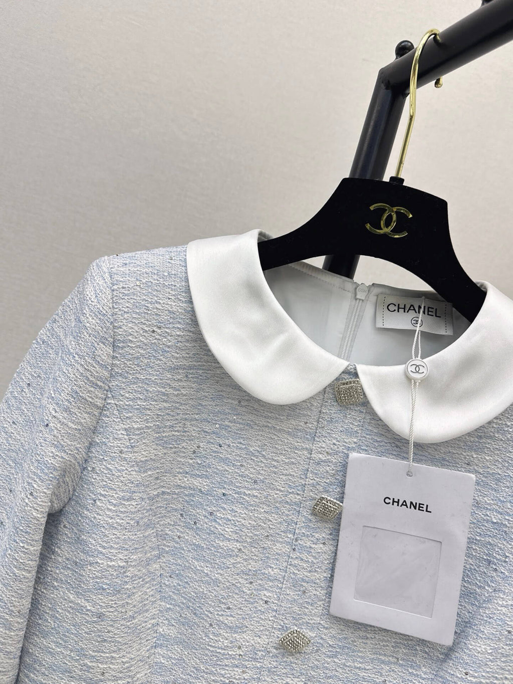 Contrast Collar Bow Pocket Mini Dress