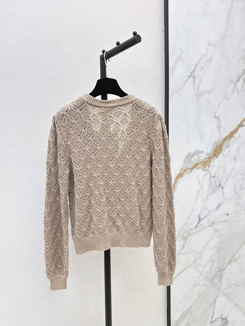 Diamond Hollow V-neck Knit Cardigan