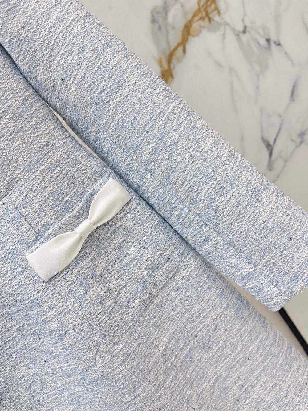 Contrast Collar Bow Pocket Mini Dress