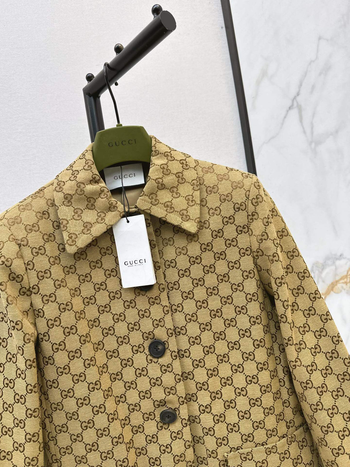 Monogram Collared Mid-Length Coat