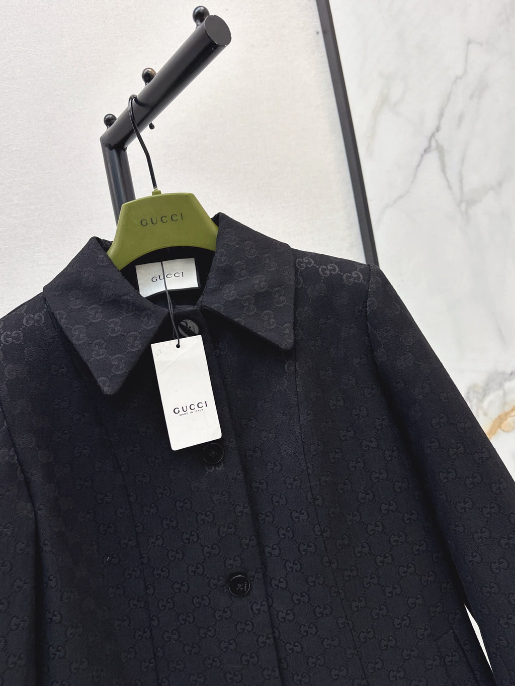 Monogram Collared Mid-Length Coat
