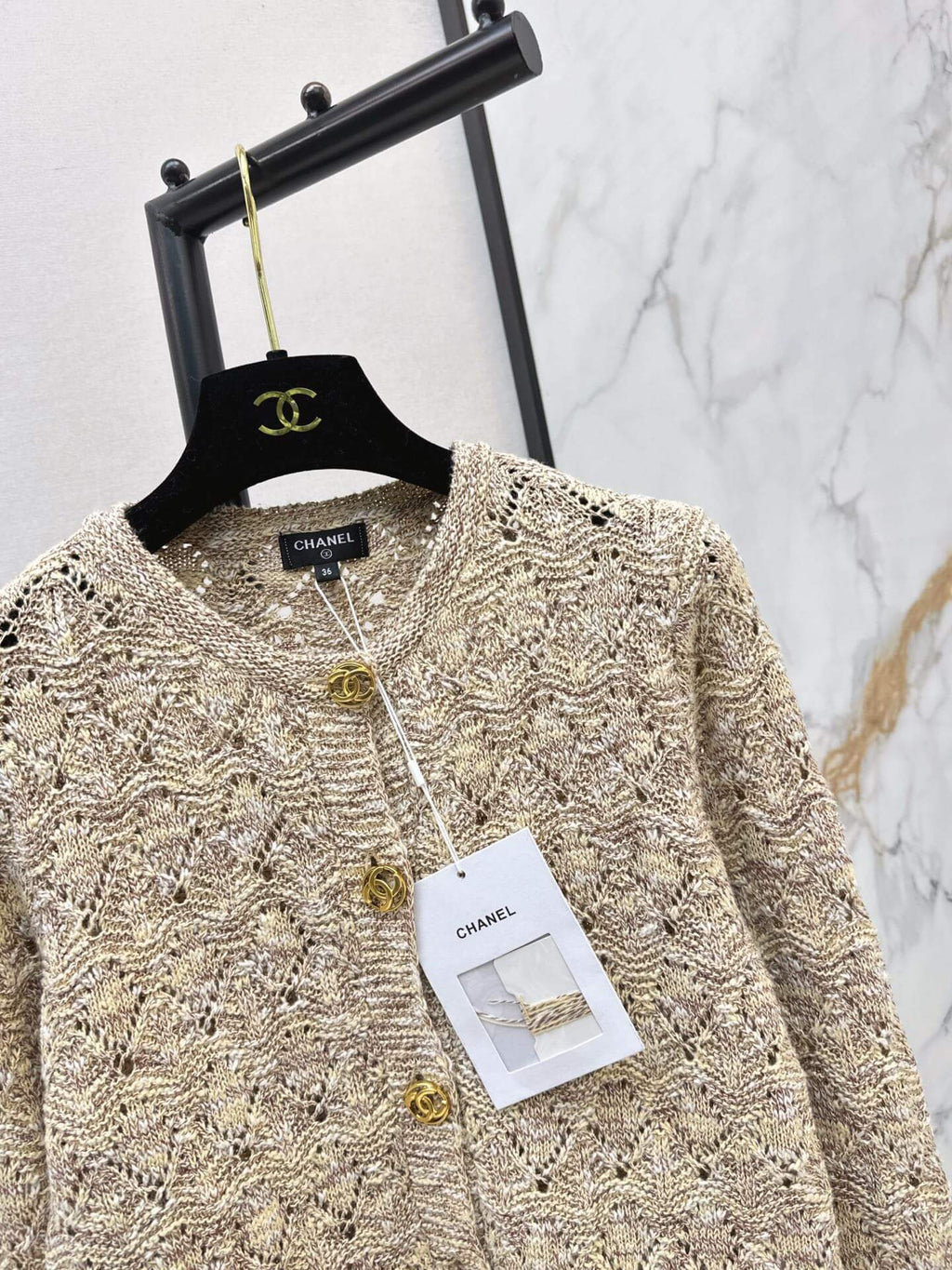 Hollow Round Neck Knit Cardigan