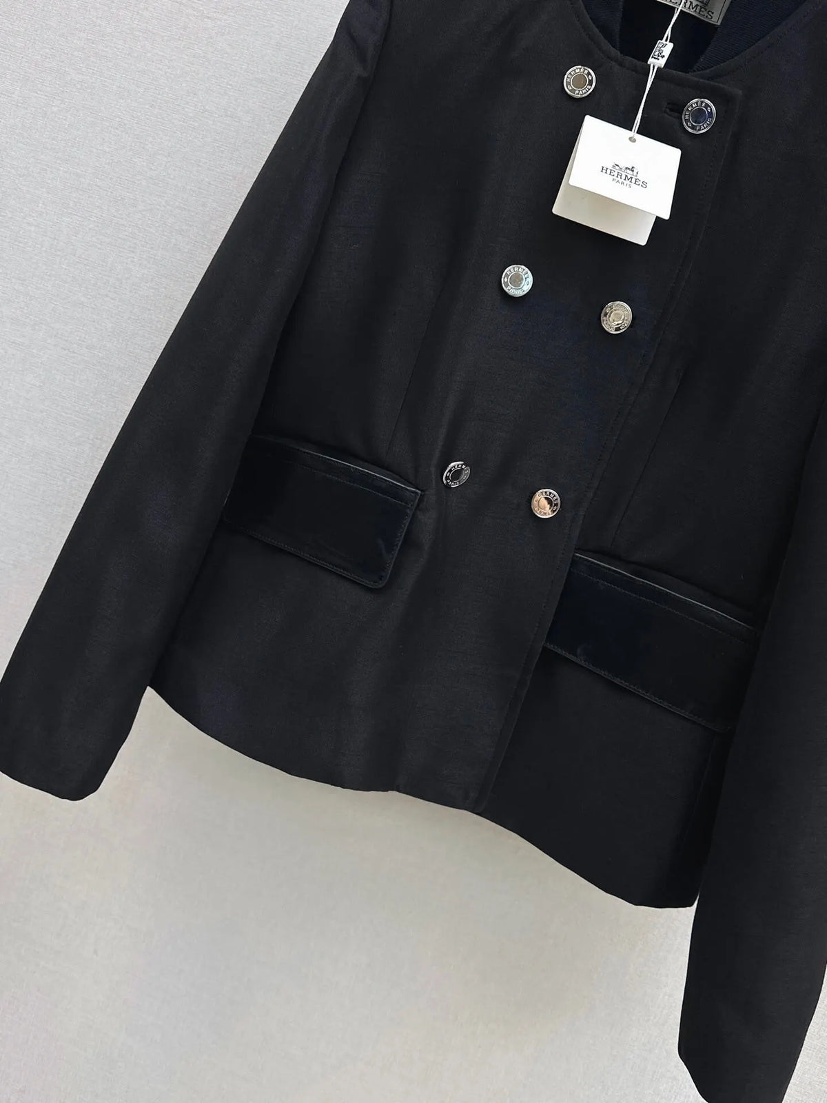 Black Stand Collar Jacket Skort Set