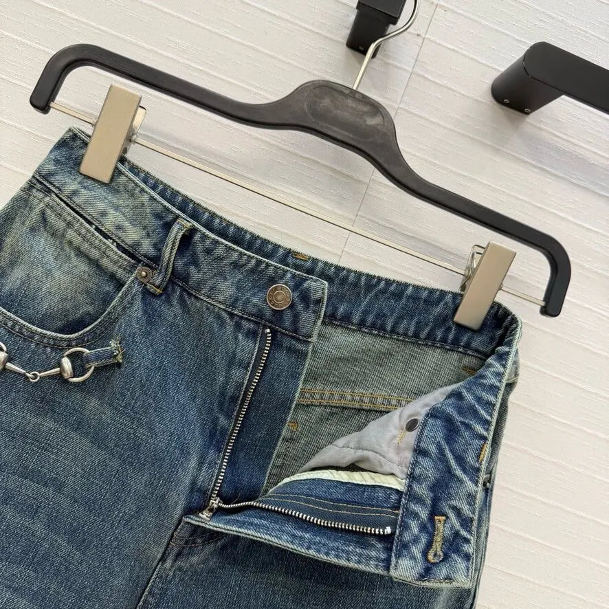 Metal Chain Pocket Jeans