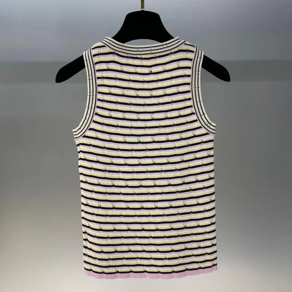 Letter Embroidered Colorful Vest Top and Dress