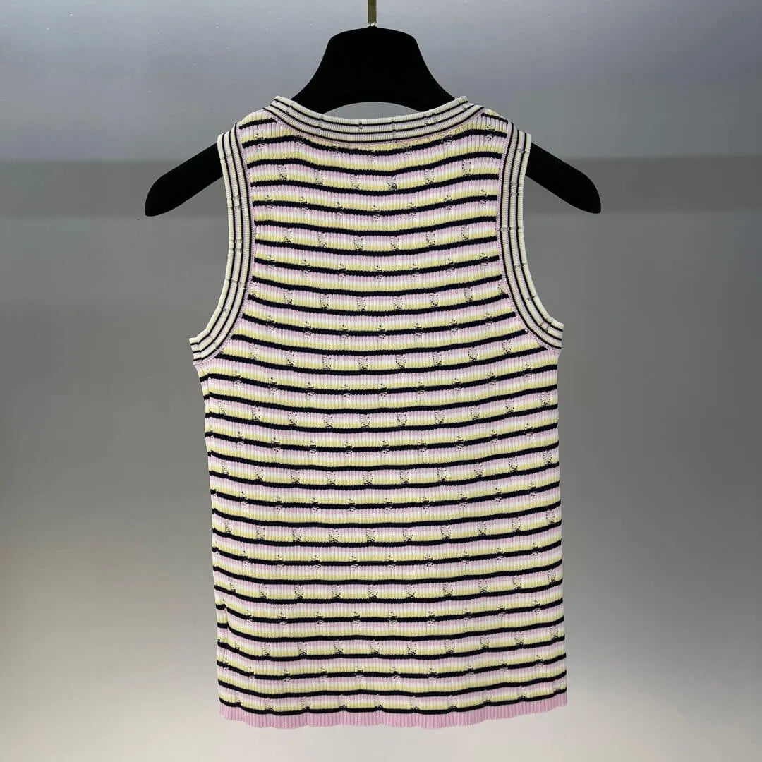 Letter Embroidered Colorful Vest Top and Dress