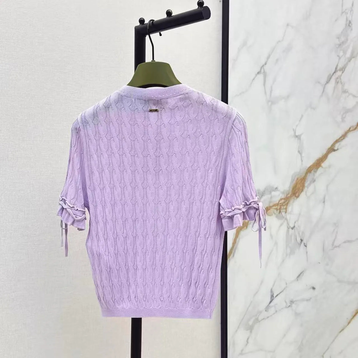 Cable Knit Short Sleeve Top
