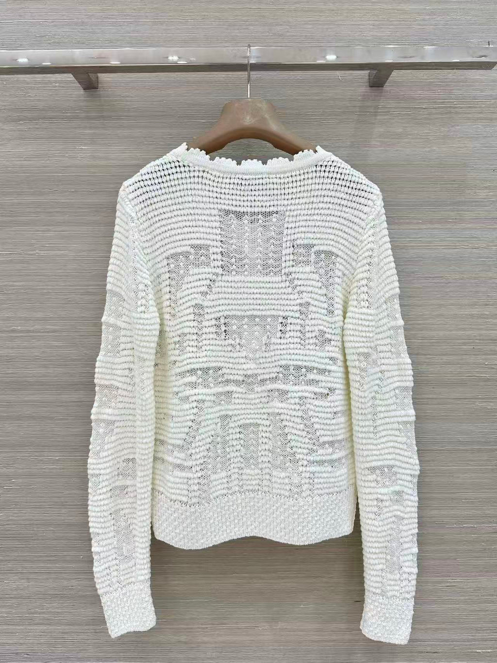 Openwork Jacquard Knit Cardigan