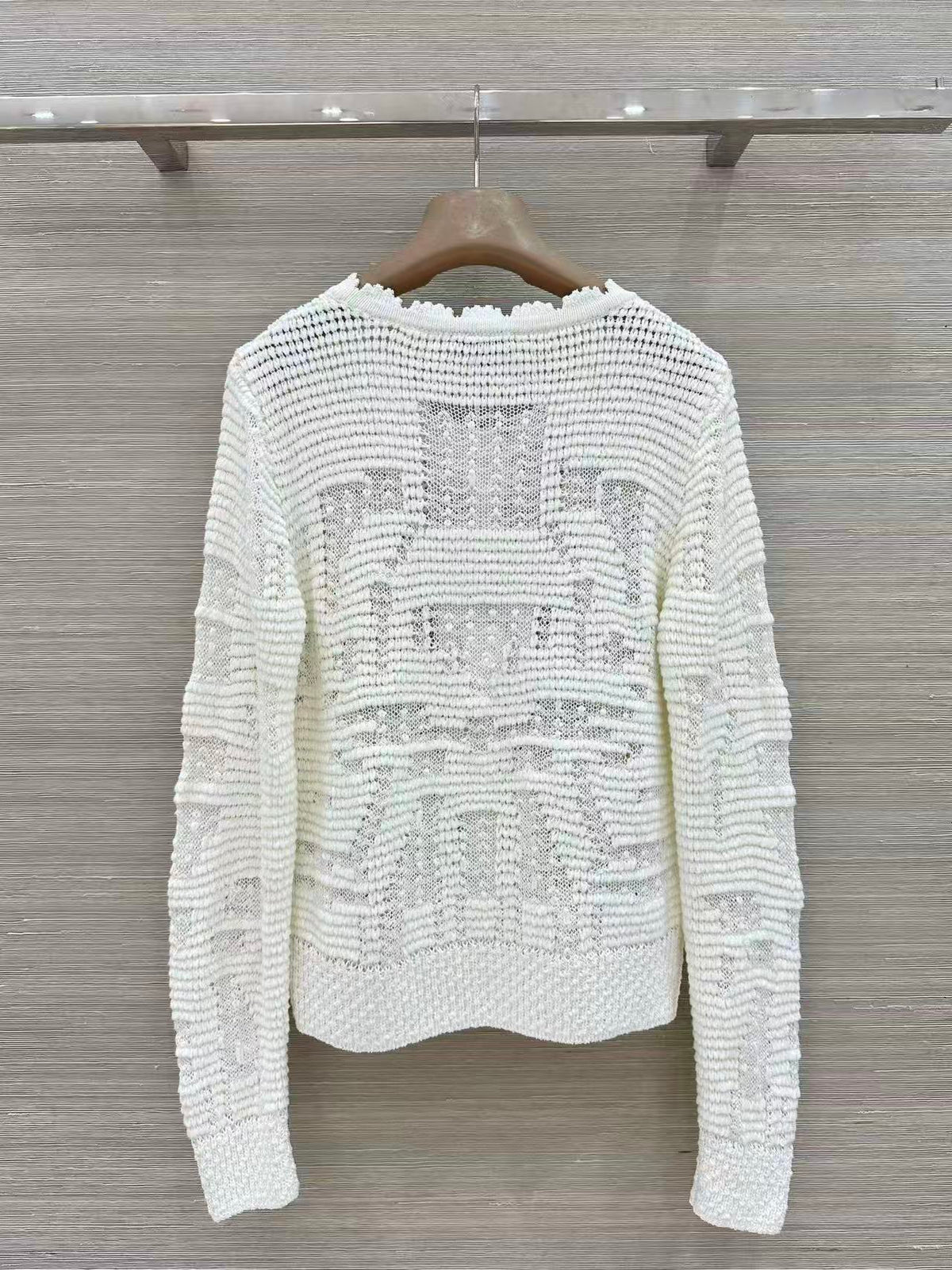 Openwork Jacquard Knit Cardigan