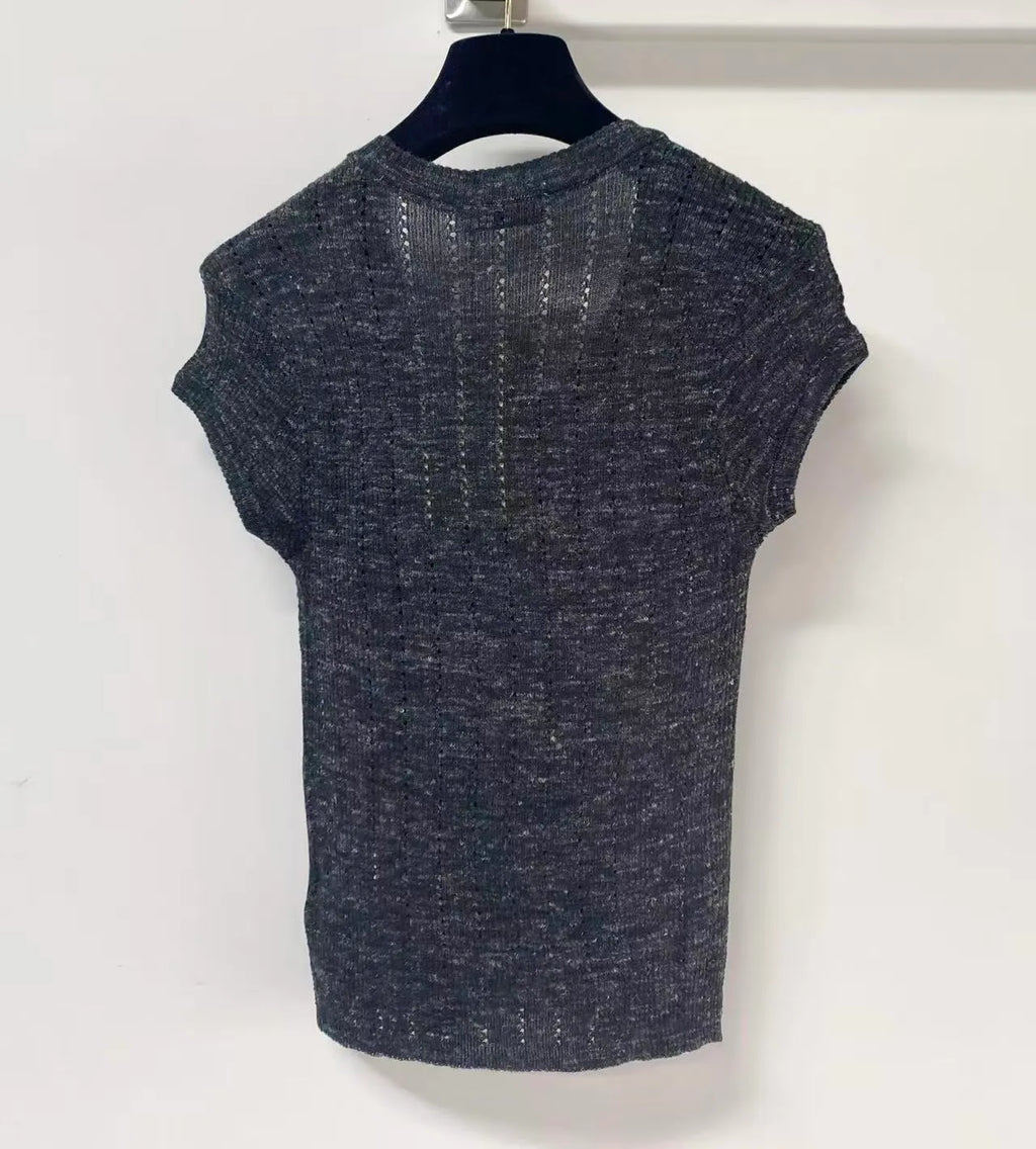Breathable Embroidered Knit Top