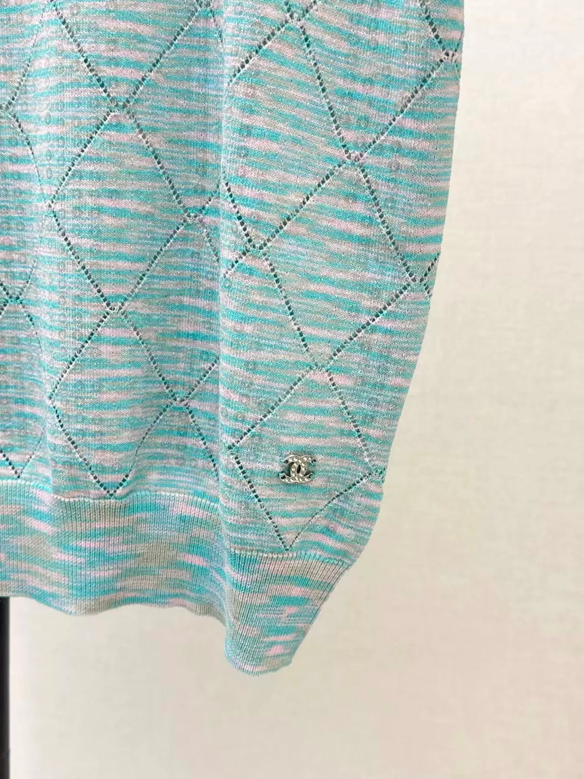 Yarn Diamond Pattern Short Sleeve