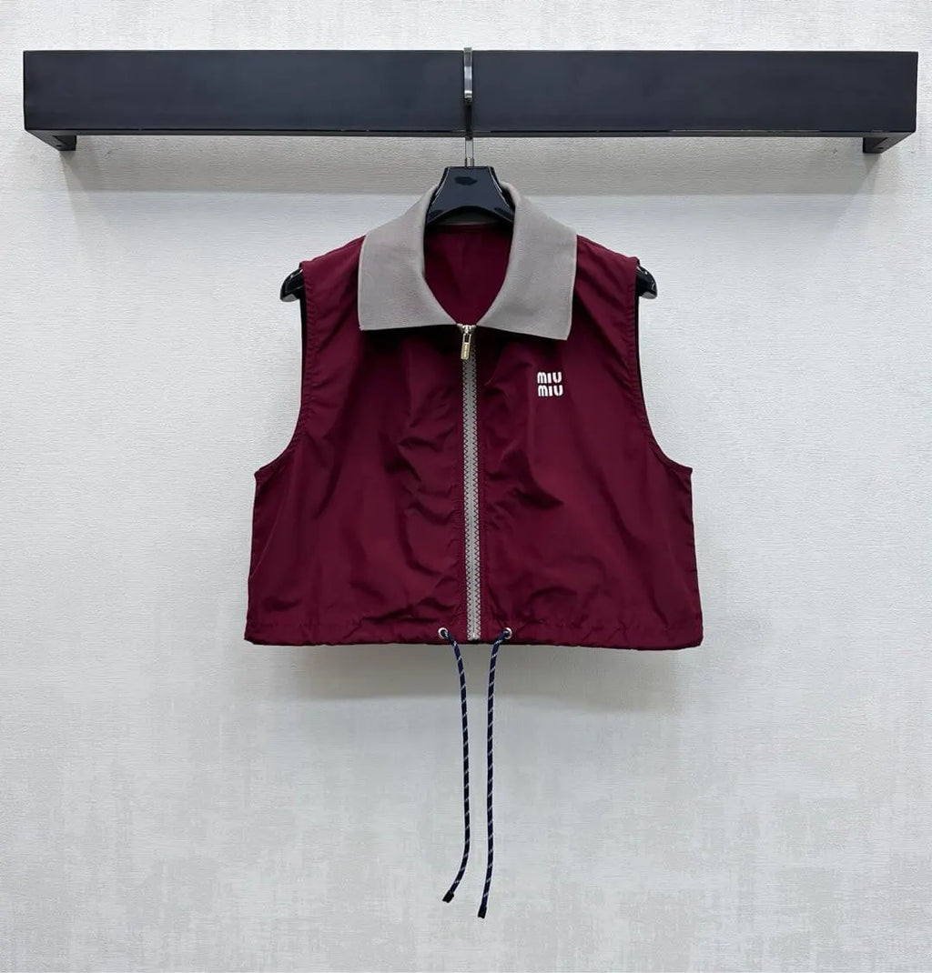 Burgundy Nylon Casual Sports Matching Set
