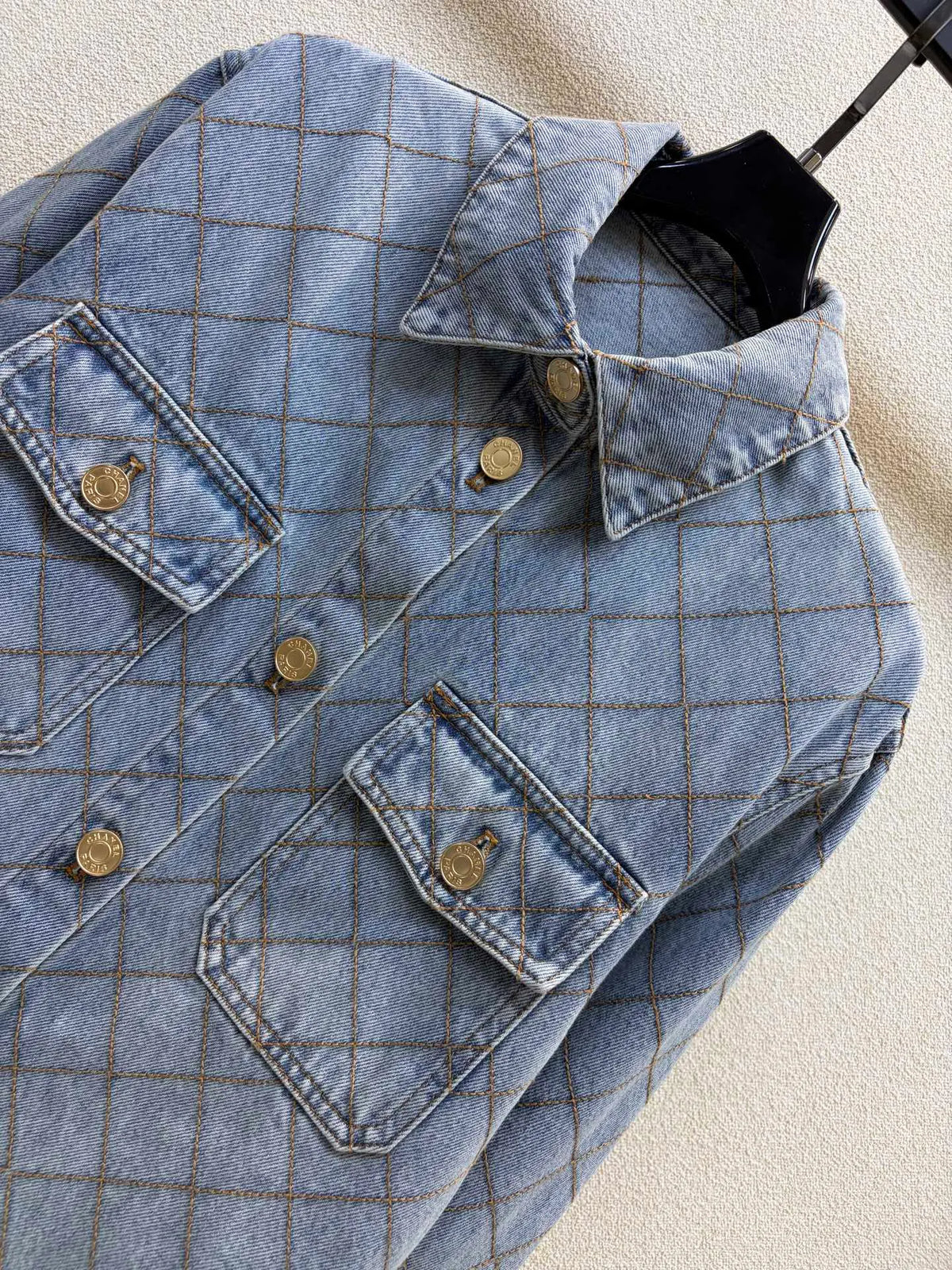 Diamond Stitch Denim Shirt Jacket