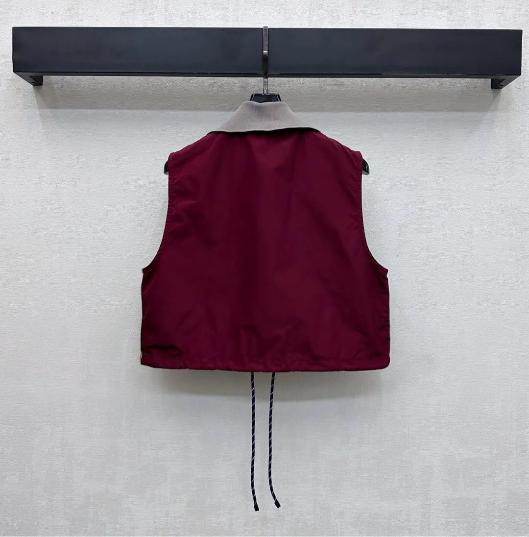 Burgundy Nylon Casual Sports Matching Set