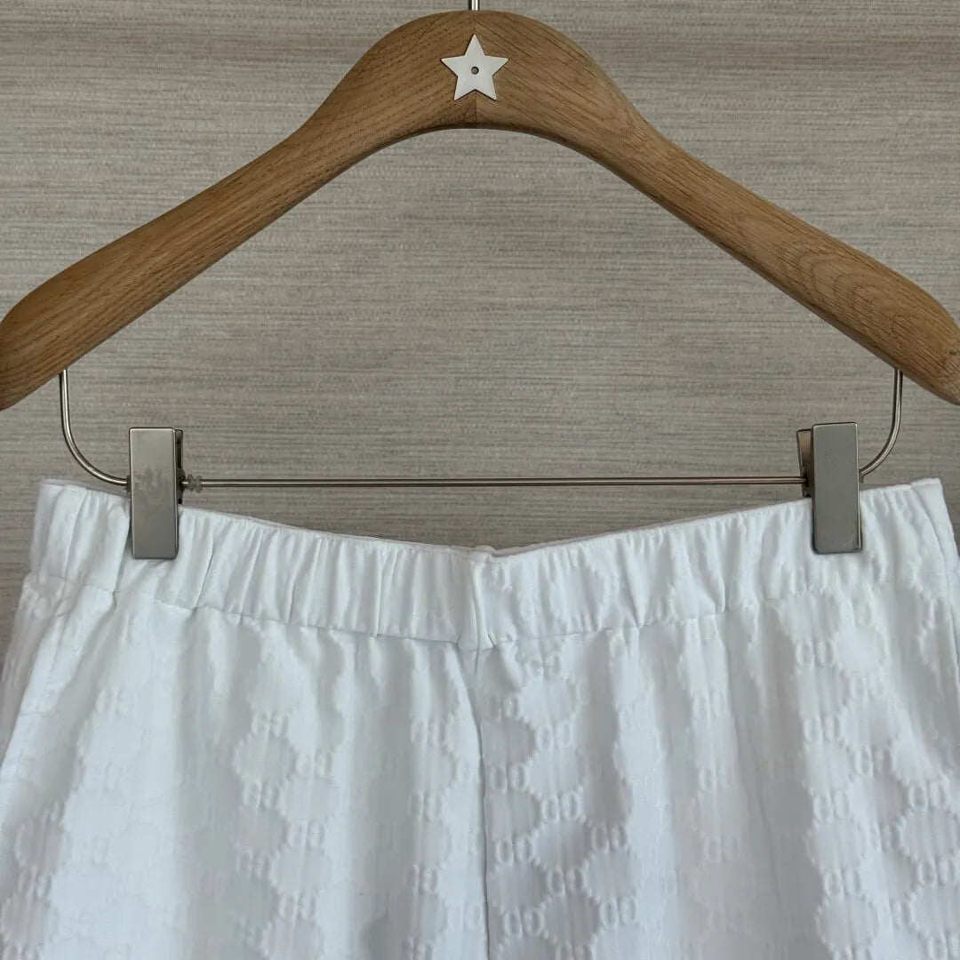 Elastic Waist Jacquard Mini Shorts