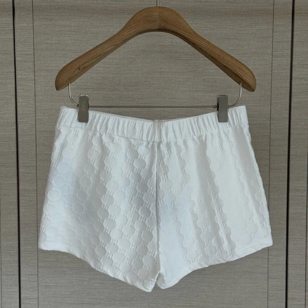 Elastic Waist Jacquard Mini Shorts