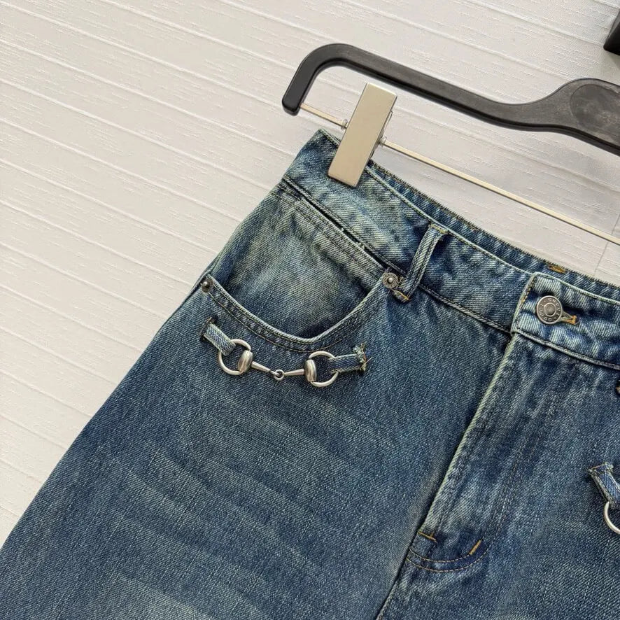 Metal Chain Pocket Jeans