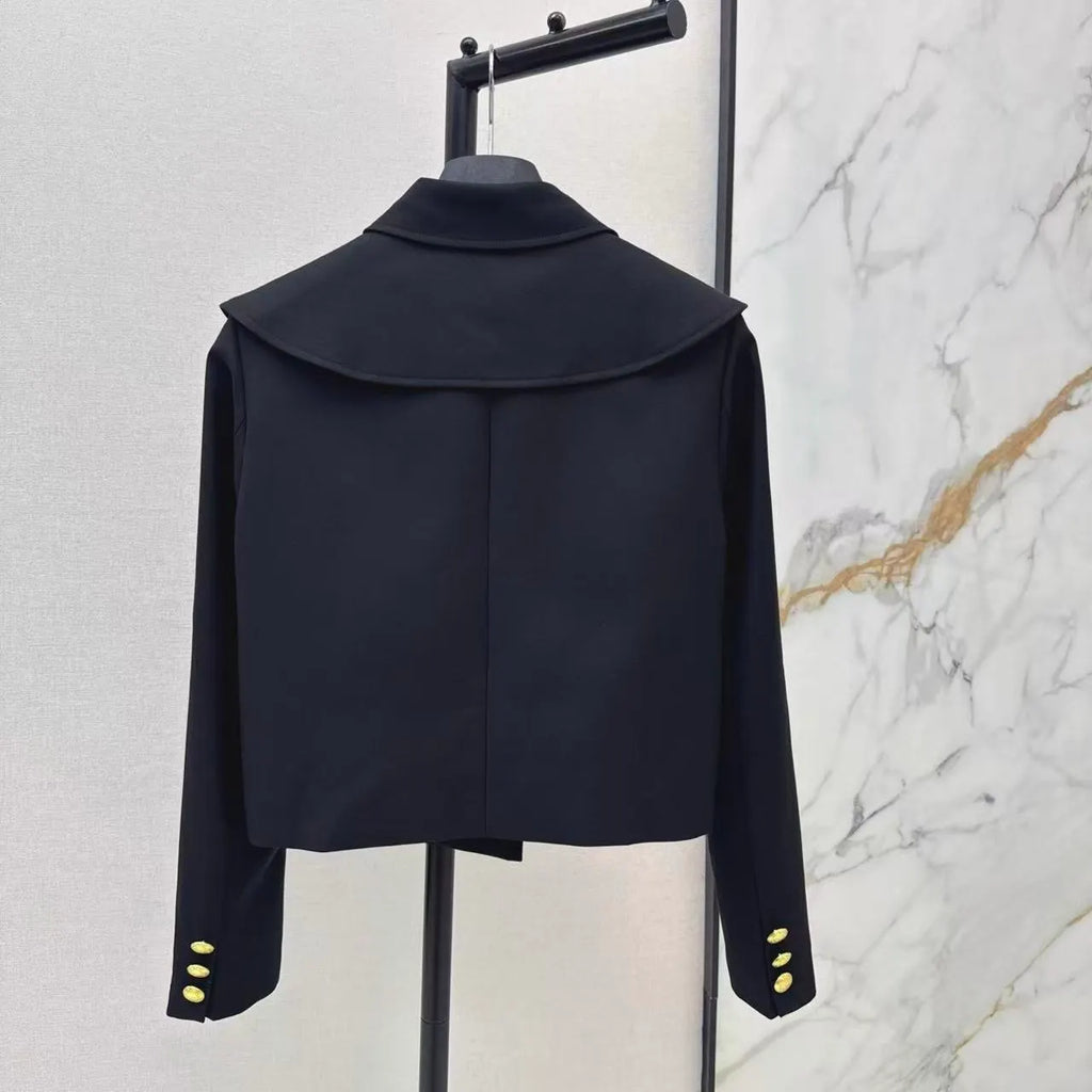 Nautical Collared Cropped Jacket