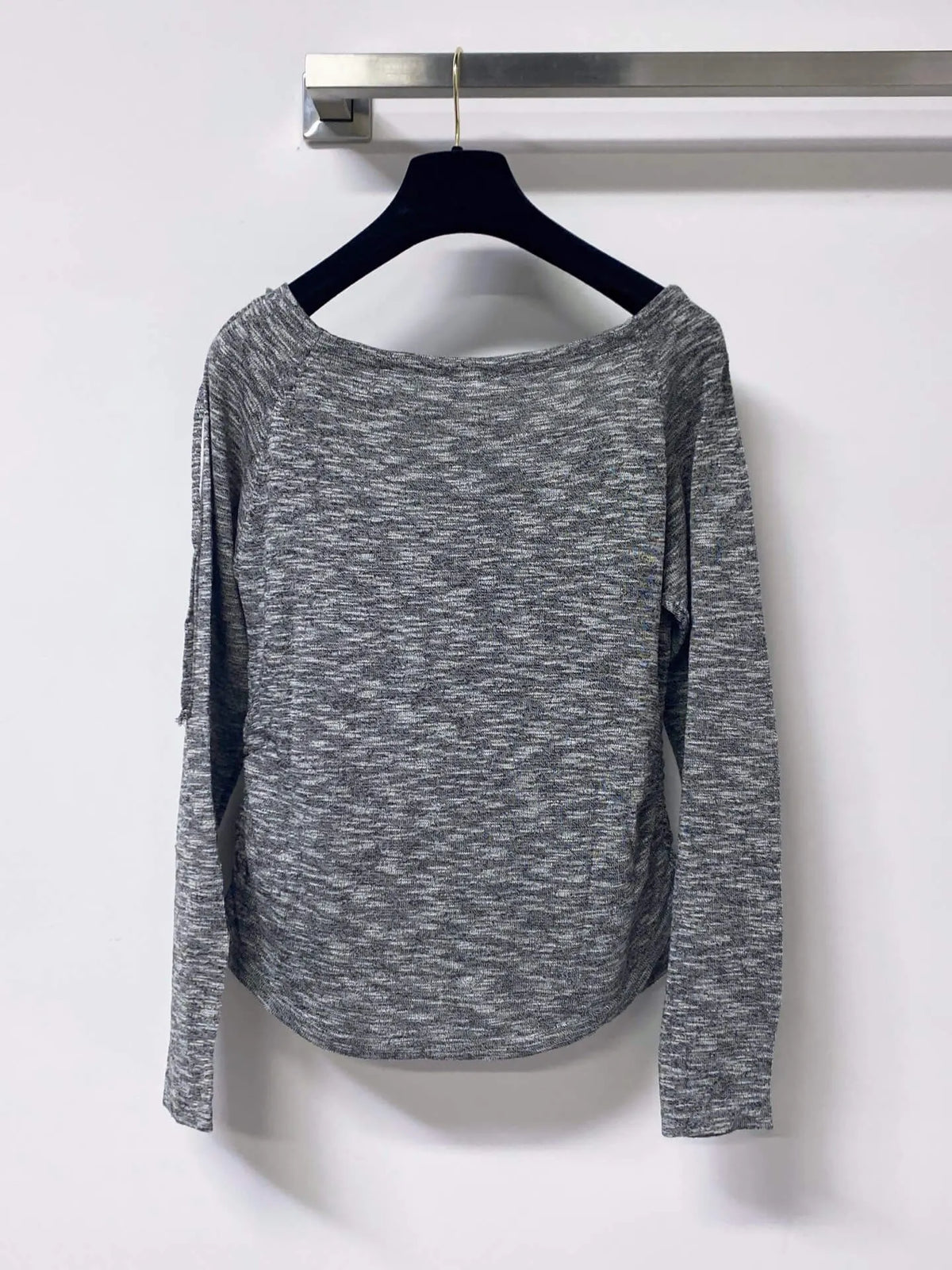 Side Drawstring Heather Knit Long Sleeve