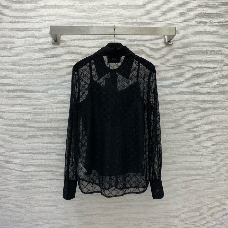 Diamond Jacquard Long Sleeve Shirt